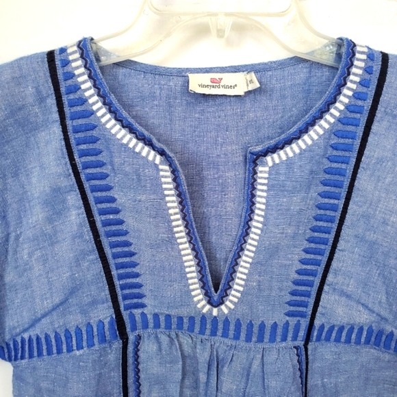 Vineyard Vines NWOT Linen Blend Embroidered Top Boho - Picture 7 of 12